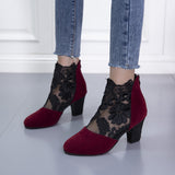 Lace Mesh High Heel Cool Boots Women Large Size Fashion Round Head Coarse And Roman Sandals HZ0115