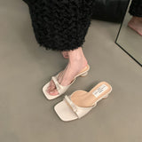 French Cool Drag Bow One-Word Slippers 2025 Summer New Fairy Shoes Wearing Temperament Coarse Sandals HZ0115