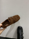 Vintage Carvings Square Head Lefu Shoes Women's Shoes Autumn And Winter New British Style Single Shoes Black Small Leather Shoes HZ0115