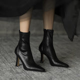 Net Red Thin Boots Pointed Short Boots Children 2025 Autumn Socks Boots In Tide Fine Heel High Heels Elastic Boots HZ0115