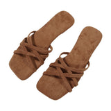 French Small Cool Slippers Women Wear 2025 Summer New Beach Slippers Seaside Flat Bottom Drag Large Code HZ0115