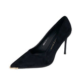 Kaky-Color High-Heeled Women 2025 New Fine-Heeled Temperament Velvet Head Pointed Single Shoe Commuter Work Shoes HZ0115