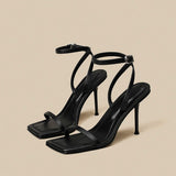 One Word With Sandals Women 2025 Summer New Temperament Niche Design Fine Heel High-Heeled Shoes Toe HZ0115
