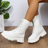 Large-Size Autumn And Winter New Korean Version Of The Martin Boots Women Round Thick-Bottomed Fashion Boots British Fan Boots Women HZ0115