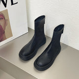 2025 Autumn And Winter New Thick-Bottomed Boots Children Martin Boots White Women's Shoes Skin Skinny Boots Women's Cotton Shoes Plus Velvet Women's Short Boots HZ0115