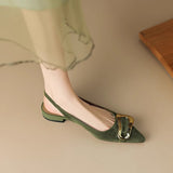 Naipa French Retro Metal Buckle Flat Shoes Women 2025 Summer New Baotou Sandals Tip Temperament Shallow Single Shoes HZ0115