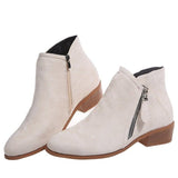 2025 Female Pointed Thick Side Zipper Women's Short Boots Autumn And Winter New Large-Size Velvet Short Boots HZ0115