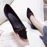 High Heels Women's Velvet Commuting Fashion Single-Shoe Square Heel French Heel Lady Single Shoes OL Shallow Working Women's Shoes HZ0115