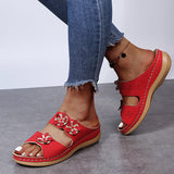 2025 Summer New Thick-Bottomed Slippers Car Sewing Round Head Flowers Decorated Casual Slippers Women's Shoes Thick Soles HZ0115