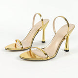 Women's Round Head With Back Ankle With Solid Color Fine High Heel Sandals Women's Gorgeous Gold High Heels HZ0115