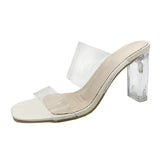 2025 New Summer Transparent Heel High Heel Simple PVC Cool Slippers With Toe Women's Shoes HZ0115