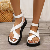 Sandals Women 2025 New Large-Size Coated Toe Polyurethane Deep Base Leisure Outside The Roman Wind Wearing Ring Buckle With Women's Sandals HZ0115