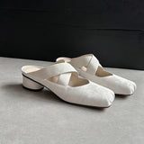 French Bag Head Half Slippers Women 2025 New Summer Square Ballet Cross-Band Heel Outer Sandals HZ0115