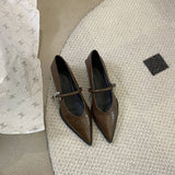 French Low-Heeled Shoes Small Fragrant Wind Tip Single Shoes Women 2025 Spring And Autumn Mary Jane Women's Shoes Coarse Fashion HZ0115