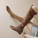 Wasteland Wind Retro Knee Long-Tice Boots Women 2025 Autumn And Winter New Fashion Thin Sharp Head Inside The Raised Boots HZ0115