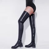 Knee-High Boots Over Knee Leg Boots Side Zipper Low And Round Head Boots HZ0115