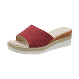Large-Size 2025 New Pine Cake Heel Toe Cool Slippers Cloth One-Word Drag Cloth Women's Shoes HZ0115