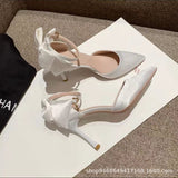 White High-Heeled Women's 2025 New Summer Thin Heel Small Design Style Dress Wedding Shoes Bridesmaid Shoes HZ0115