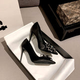 Water Drill Bow High Heels Summer Women's New Wedding Shoes Design French Famous Temperament Niche Pointed Single Shoes Sandals HZ0115