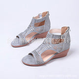 2025 Spring And Summer New Shoes Large-Size Women's Shoes Coarse Heel Heel Shoes Hollow Fish Mouth Sandals Women HZ0115