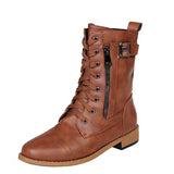Autumn And Winter New Lady Martin Boots Front With Solid Color Low-Hee Color Boots Large Size HZ0115
