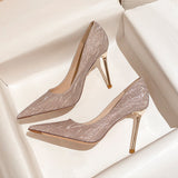 Sharp High-Heeled Women's Fine Heel 2025 New Summer Dress Banquet Single-Shoe Wedding Dress Super Fairy Bridal Shoes HZ0115