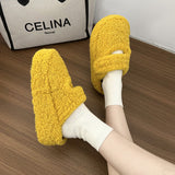 Thick Bottom Plus Velvet Head Wool Cotton Shoes Women 2025 Winter New Lamb Velvet Outside To Keep Warm Velocese Cotton Slippers HZ0115