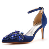 7 Cm Fine Heel Large-Size Sandals Banquet Women's Shoes Water Drill Tips High Heel Sandals And Sandals Dress Dress Long Skirts HZ0115