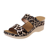 Casual Round Head Leopard-Snake High-Shoe Women's Slope And Slippers 2025 Summer New Large-Size Slippers HZ0115