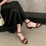 French Niche Design Feeling Low-Heeled Sandals Women 2025 Summer New Leopard Toe With Roman Shoes HZ0115