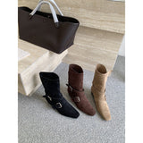 Vintage Vintage Skinny Skinny Short Boots Women's Shoes 2025 New Autumn And Winter Brown Martin Boots French Western Ankle Boots HZ0115