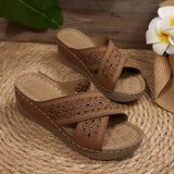 2025 Summer New Women's Slope And Thick-Soled Slippers Large-Size Fish Mouth Leisure Thick-Soled Beach Shoes HZ0115