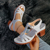 2025 Summer New Women's High-Heeled Thick-Soled Sandals Large Size Fish Mouth Coarse Heel With Slope Sandals HZ0115