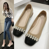 Small Fragrant Style Single Shoes Women 2025 New Fashion Comfortable Square Shoes Shallow Pearl Coarse French Single Shoes HZ0115