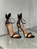Rabbit Ear Sandals Women Black Bow Summer 2025 New Dew Sexy Word With High Heels HZ0115