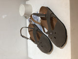 Large-Size Retro Simple Hollowed-In-Head Sandals Women's One-Character Buckle With Flat Velvet Back Empty Single Shoes Wish HZ0115