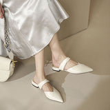 2025 New Summer Soft Leather Tip Low-Heeled Women's Muller Shoes Outside Wearing Flat-Bottomed Lazy Half Slippers HZ0115