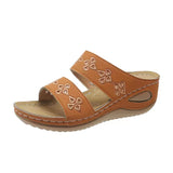 Spring And Summer New Slope And Slippers Women's Cool Slippers Embroidered Solid Sand Sand Sandals Casual Suture Shoes HZ0115