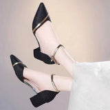 In The Spring Of 2025, The Clasp-Butled Sandals Women's Korean Version Of The Coarse Heel High Heel High-Heeled Shoes In The Daily Female Design Trend HZ0115