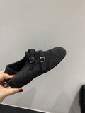 Vintage Carvings Square Head Lefu Shoes Women's Shoes Autumn And Winter New British Style Single Shoes Black Small Leather Shoes HZ0115