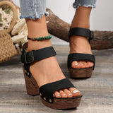 One Word With High-Heeled Toe Sandals Female Fish Mouth Belt Buckle Rivet Waterproof Table Beach Cool Drag HZ0115