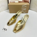 ZA Home 2025 New Women's Shoes Fish Mouth Sandals Set Coarse Heel Toe Sandals Shoes Fashion HZ0115