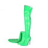 Autumn And Winter New Women's Boots Women Sexy High-Trace Zipper High-Slellaned Sharp Leather Tips Large Size Women Boots HZ0115