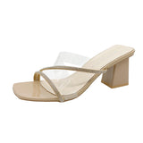 Summer New Women's Style Coarse And Slippers Korean Version Of Simple Fashion Transparent Cool Slippers Outside Wearing The Front Half Slippers High HZ0115