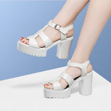 High-Heeled T-T-Slace Sandals Waterproof Table Thick Soles 41-43 Yards Cheongsam Runway Shoes Large-Size Coarse Heel Waterproof Table Women's Shoes HZ0115