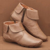 2025 Women's Shoes Round Head Side Zipper Martin Boots Casual Women's Leather Boots Large Size HZ0115