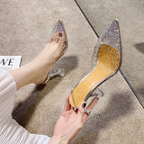 Large-Size Transparent High-Heeled Sandals Women Wear High Heels In The Summer With A Water Drill Fish Mouth Shoes Fine High Heel Crystal Shoes HZ0115