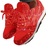 Large-Size Women's Shoes Casual Sneakers Women's New Autumn 2025 New Glided Loose Cakes With Breathable Water Drill Singles Shoes For Women HZ0115