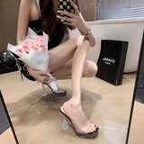 Transparent High Heel Cool Drag Crystal Fashion Sandals Women Wear 2025 New Non-Tiring Temperament Women's Shoes HZ0115