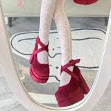 Black High-Heeled Autumn Winter New Waterproof Table Thick-Heeled Barbie Single Shoes Lolita Mary Cherish Shoes Children HZ0115